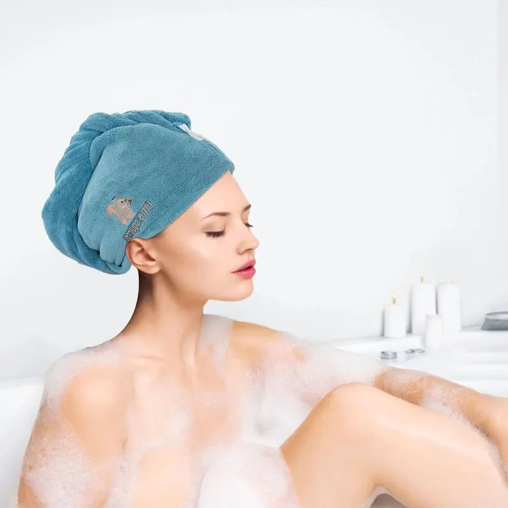 Set of 2 Microfiber Hair Towel Wrap Super Absorbent Twist Turban Dry Hair Caps
